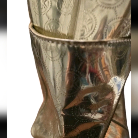 Michael Kors Jet Set Gold Metallic Mirror Tote Bag MK Logo Shoulder Purse Large - Picture 4 of 16